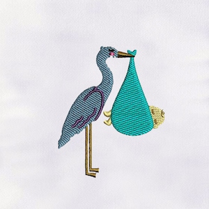 Stork With Baby Machine Embroidery Design |Bird Embroidery Design |Stork Baby Embroidery PES File | Stork Embroidery Design |Digital File