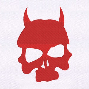Rot gehörnte Maske Stickerei Design | Schädel Maske Maschine Stickerei Design | Gesichtsmaske DST Stickerei Design | Schädel PES Datei | Digitale Datei
