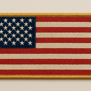 USA American Flag Patch – Embroidered Badge with Gold Border, Iron-On or Sew-On, Patriotic Jacket Patch, Tactical Gear, Backpack Patch