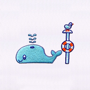 Playful Baby Blue Whale Embroidery Design | Sea Animal Embroidery Design | Whale PES File | Whale Machine Embroidery Design | Digital File