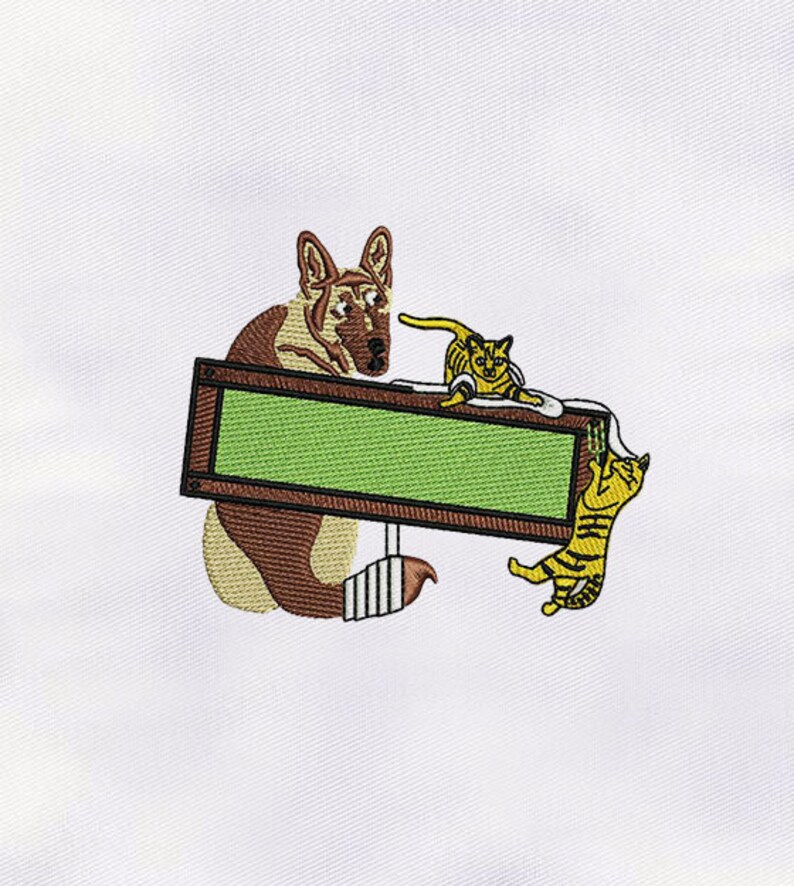 Playful And Friendly Cat And Dog Embroidery Design 4x4 Cat And Dog Embroidery Design Cat PES File Animal Embroidery Design Dog DST File