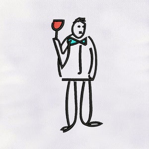 Waiter Drawing Art Machine Embroidery Design | Drawing Embroidery Design |Men Embroidery Design | 4x4 Waiter Embroidery Design |Digital File