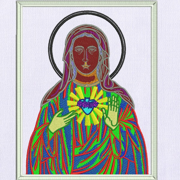 Religiously Poignant Virgin Mary Embroidery Design | Religion Embroidery Design | 8x10 Virgin Mary Machine Embroidery Design | Digital File