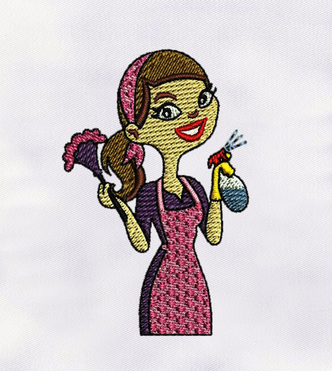 Cleaning Girl Machine Embroidery Design Women Embroidery Etsy