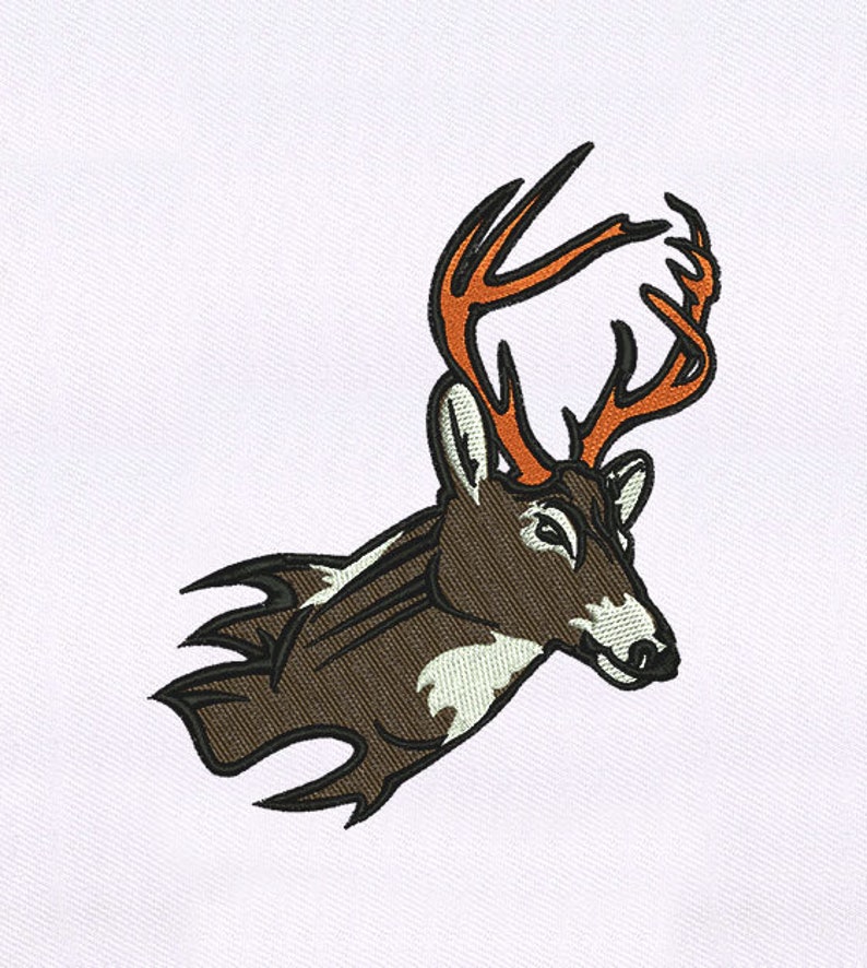 Deer embroidery design taxidermy horned deer head embroidery  etsy