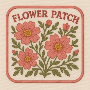Floral Embroidered Patch – Flower Iron On/Sew On Badge, Cute Botanical Patch for Jackets, Bags, Hats, Jeans, DIY Clothing