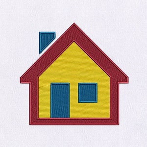 Primary Colored House Embroidery Design |Home Machine Embroidery Design |House DST Embroidery File |6x6 Home Embroidery Design |Digital File