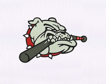 Baseball Bat Smashing Bulldog Broderie Design | Conception de broderie animale | Fichier CHIEN PES | Bulldog Head Broderie Design | Fichier numérique