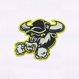 Angry Cap Wear Bull Embroidery Design |Animal Embroidery Design |Bull Head Embroidery File |  Bull Machine Embroidery Design |Digital File
