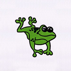 Happily Croaking and Leaping Frog Embroidery Design |Reptile Embroidery Design |  Frog Machine Embroidery Design |Frog PES Embroidery File
