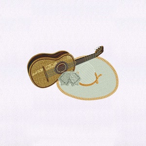 Mariachi Embroidery Design |Guitarron And Mariachi Hat Embroidery Design|Guitar Embroidery Design |Sombreros Embroidery Design |Digital File
