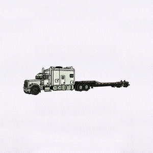 White Trailer Truck Embroidery Design |Vehicle Embroidery Design |Truck PES File | 6x10 White Truck Machine Embroidery Design | Digital File