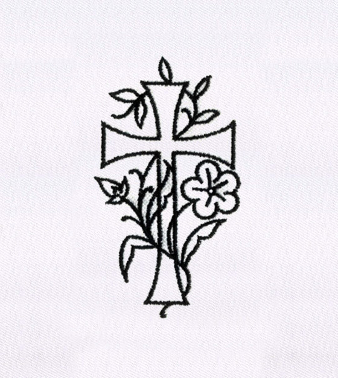 Cross With Flower Embroidery Design Religion Embroidery Etsy