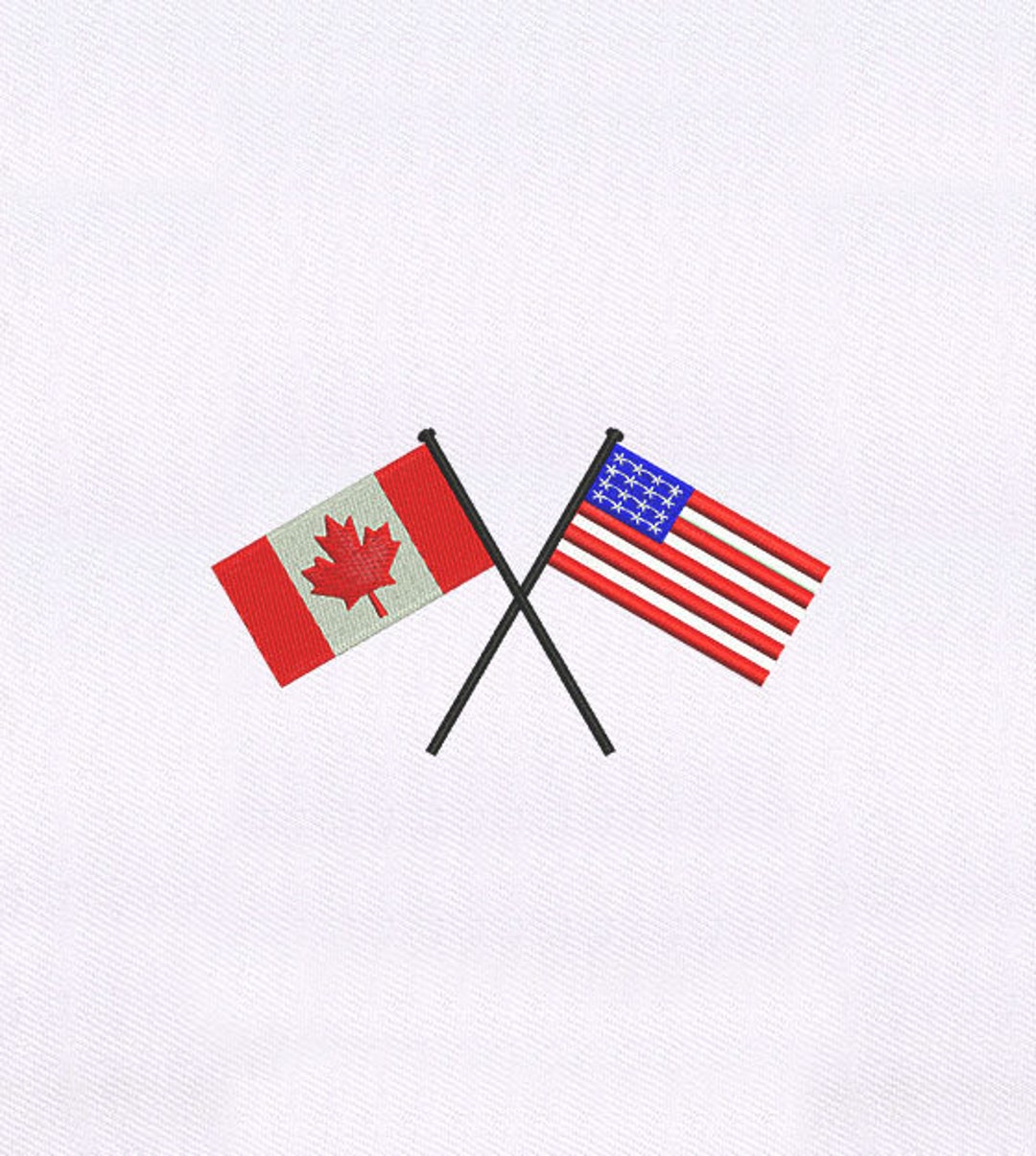 US Canada Flags Embroidery Design | Canadian American Flags Embroidery ...