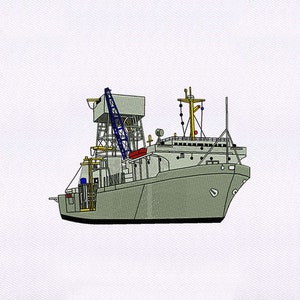 Large Industrial White Ship Embroidery Design | Cruise Ship Embroidery Design | Ship PES File | 8x10 Ship Embroidery Design | Digital File