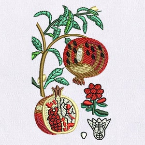 Pomegranate Machine Embroidery Design | Fruit Embroidery Design | Plant Embroidery Design | 4x4 Pomegranate Embroidery Design | Digital File