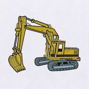 Yellow Excavator Machine Embroidery Design | Vehicle Embroidery Design |Heavy Equipment PES File | Excavator Embroidery Design |Digital File