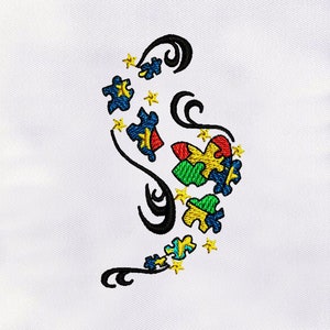 Astonishing Autism Machine Embroidery Design | Autism Puzzle Embroidery Design | Puzzle Dst Embroidery File | 4x4 Autism Embroidery Design