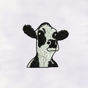 Zwart-wit cow head borduurwerk Ontwerp | Ontwerp voor borduurwerk voor dieren | Cow Embroidery Design|2.5x2.5 Cow Head Borduurwerk Ontwerp | Digitaal bestand