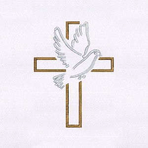 Peaceful Cross & Dove Embroidery Design | Religion Embroidery Design | Dove PES Embroidery File | 4x4 Cross Embroidery Design | Digital File