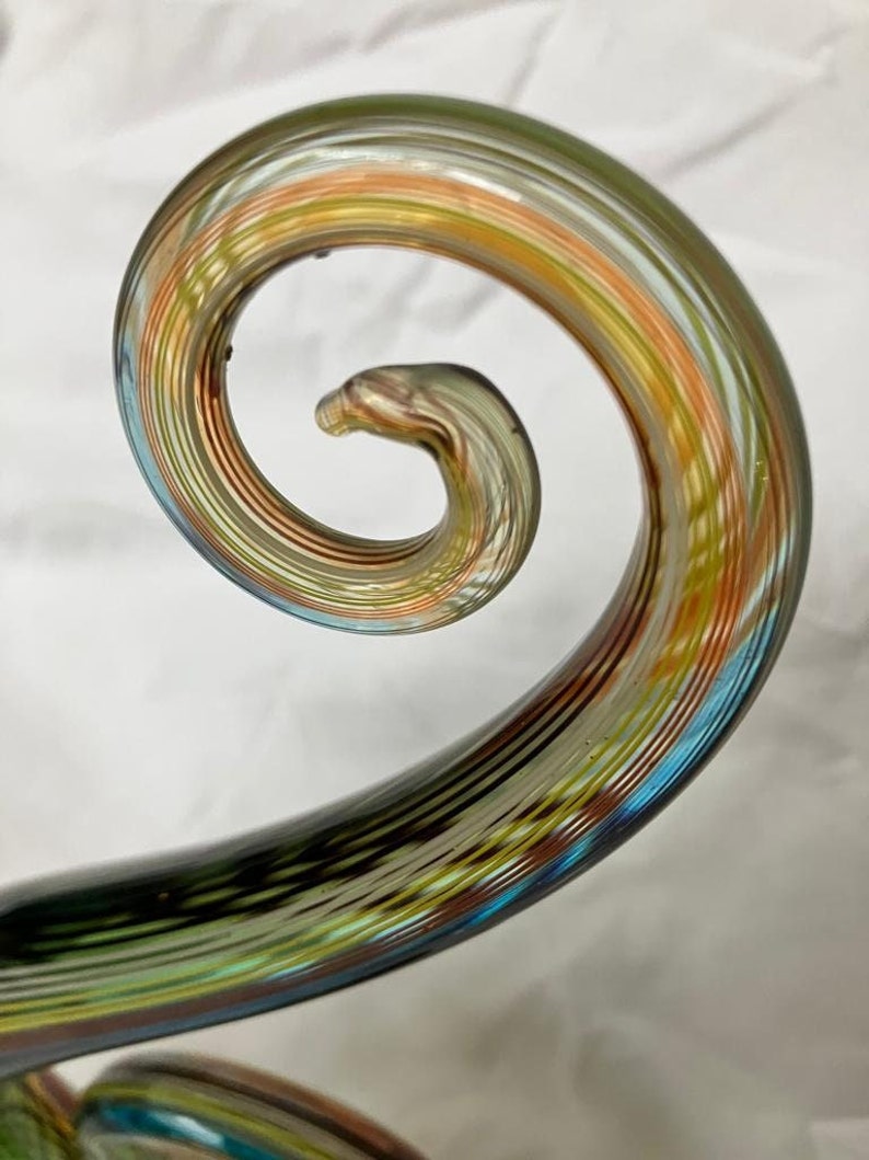 Spiral Art Glass Sculpture Multicolored Threading Murano Etsy