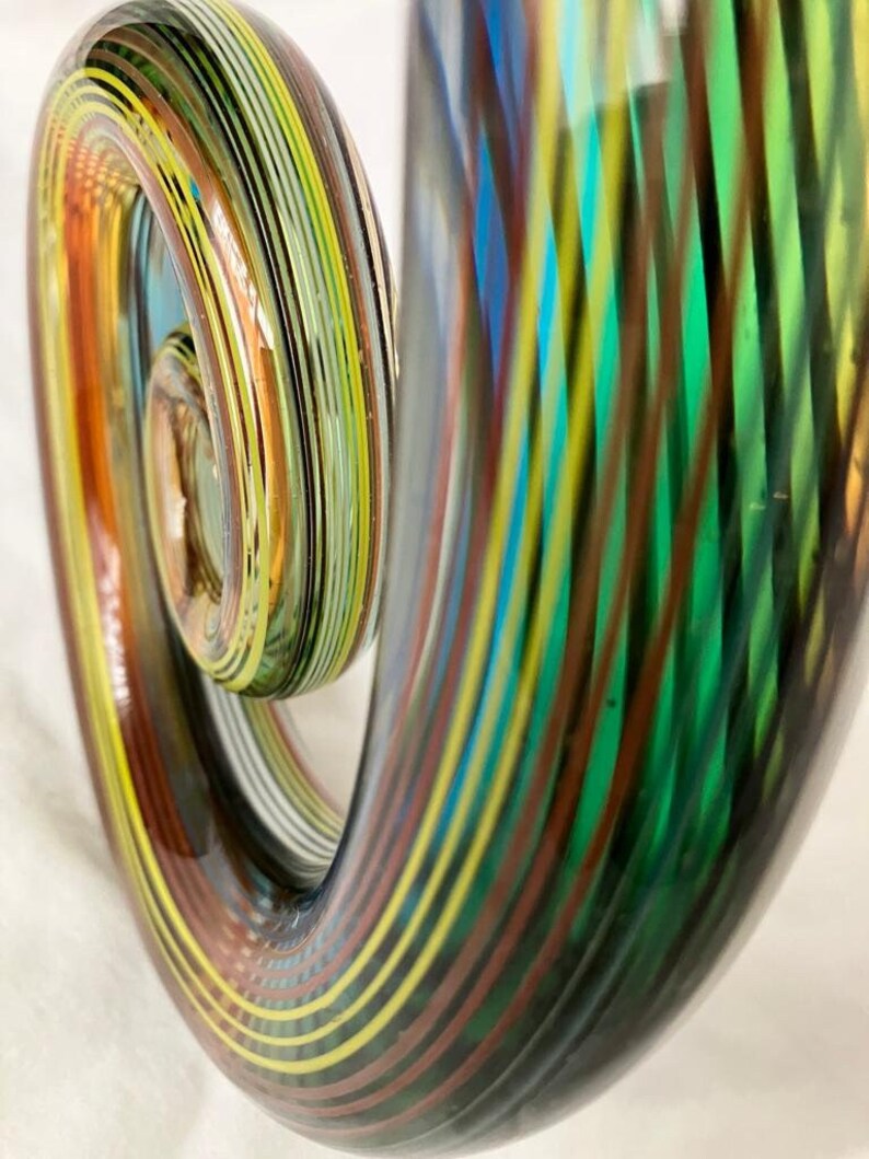 Spiral Art Glass Sculpture Multicolored Threading Murano Etsy