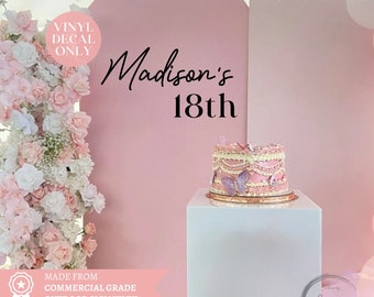 Personalised Birthday Vinyl Decal 18th Birthday Custom Vinyl Sticker for Backdrops Personalised Decal for Birthday Party Sign