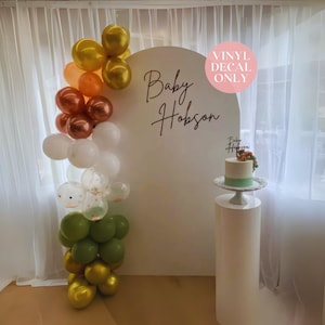 Personalised Baby Shower Vinyl Decal, Custom Name Sticker for Arch Sign, Script Letter Decal, Gender Neutral Party Decor, Backdrop Sticker