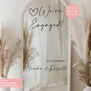 Custom Decal For Mirror Engagement Sign – We’re Engaged Mirror Decal, Personalised Welcome Sign Mirror Vinyl Sticker, Reception Entrance