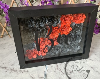 Personalised Flower Shadow Box, AFL Footy Themed Gift, Gifts for Mum, AFL footy gifts, Essendon Bombers, Richmond Tigers, Collingwood