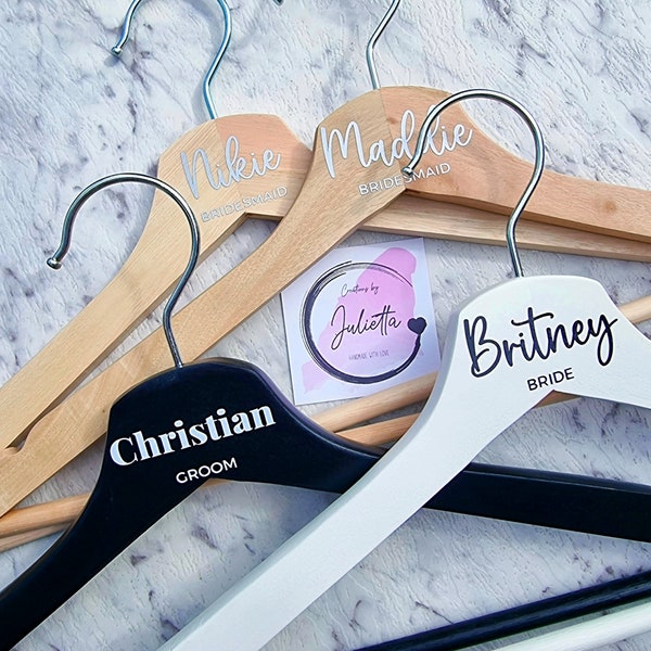 Personalised Wedding Coat Hanger, Bridal Dress Hanger, Bridesmaid Hangers, Bridesmaid Proposal Gifts, Wedding, Custom Dress Hanger