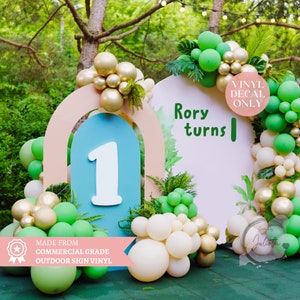 Personalised Happy Birthday Vinyl Decal Custom Turns One DIY Vinyl Sticker for Arch Backdrops Custom Decal for Birthday Party Sign