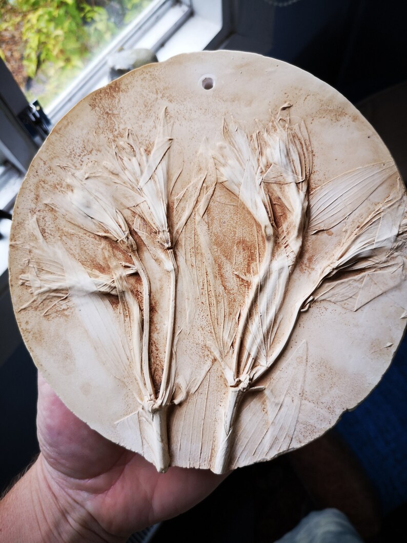 Botanische Relief rustikale Runde Gips Wandkunst Alstromeria | Etsy