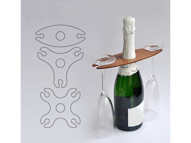 Wooden wine glass holder dxf file cnc plan dxf 3d puzzle Etsy