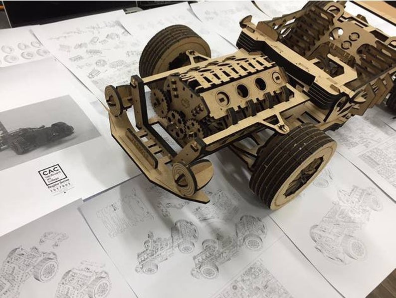 V8 CAR Model 3d puzzle dxf file for laser cnc vector plans Etsy