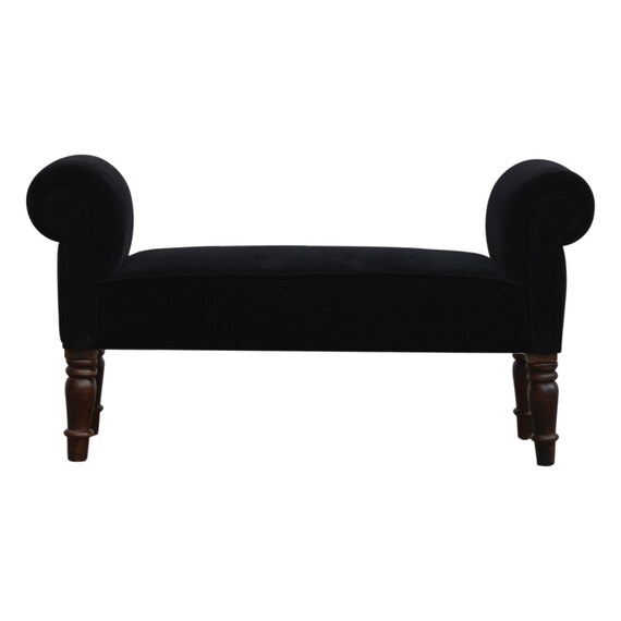 Bedroom Bench Upholstered Bench Black Cotton Hallway and Etsy