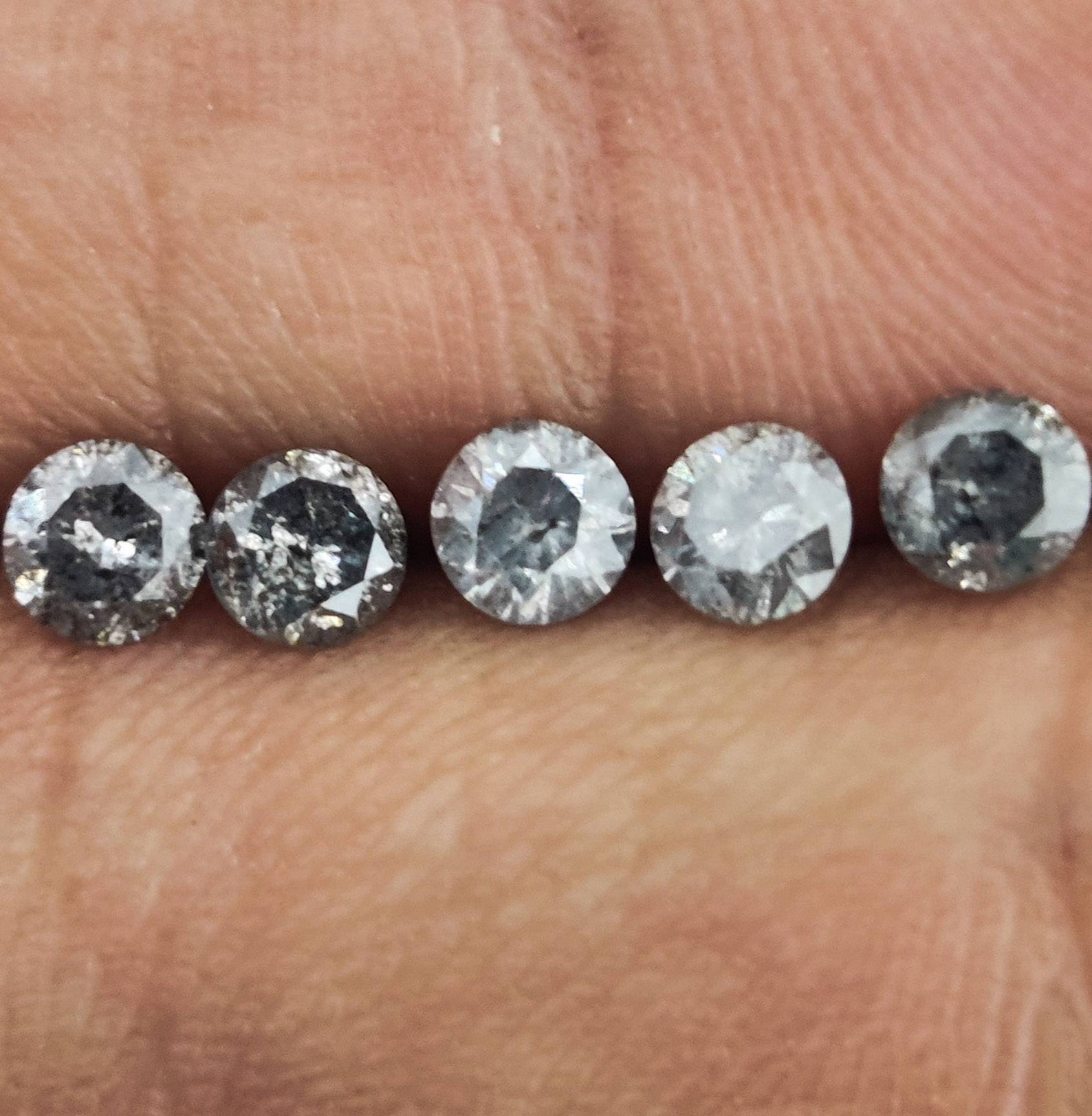 0.93 CT 3.5 Mm Salt and Pepper Diamond Natural Loose Diamond Round Brilliant Cut Polished