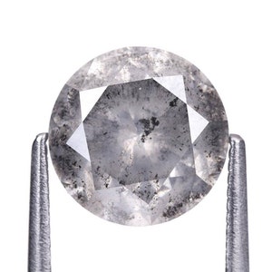 Diamante solto de lapidação brilhante redonda cinza de 3,28 ct: pedra preciosa natural facetada