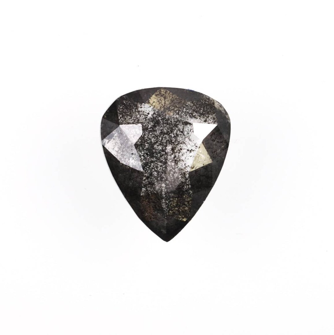 0.61CT 6.15.1MM Sel et poivre Diamant Poire Forme Facettée Diamant Polis Diamant Bague de