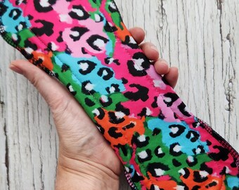 Reusable cloth pads in leopard pique print, washable menstrual cloth pads for a zero waste period