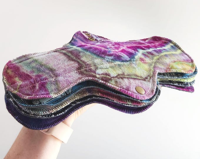 Featured listing image: Starter Set of 3 Reusable Cloth Pads for Heavy Flow - 12 Inch period pads perfect for starter kits and heavy menstruation flow