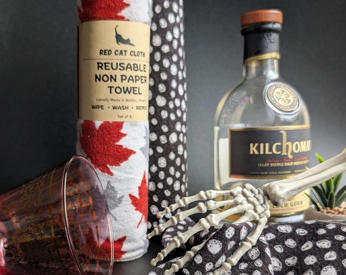 Featured listing image: Cotton Flannel Reusable Paper Towels: Eco-Friendly Kitchen Cleaning (Set of 8)