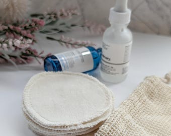 Makeup Remover Rounds: Reusable Organic Bamboo Velour Facial Pads, Set of 7 in a cotton mesh bag