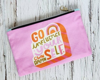 Go Influence makeup pouch, waterproof cosmetic bag, small wet bag for cloth pads