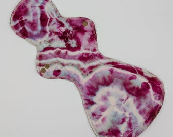 16" Mega Flare Reusable Cloth Pad - Overnight, heavy period pads in hand dyed Organic Bamboo Velour, Zorb Core, Softshell Fleece Backing,