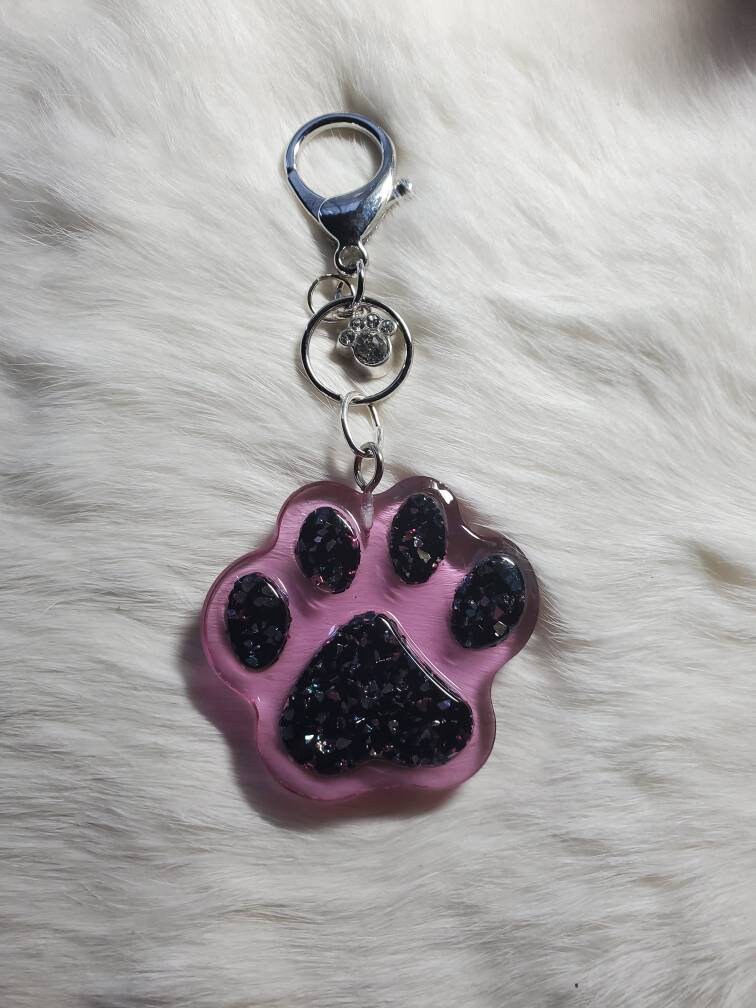 Dog Paw Keychain With Small Dog Paw Charm Etsy UK