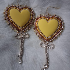 Beaded Heart Earrings with bows