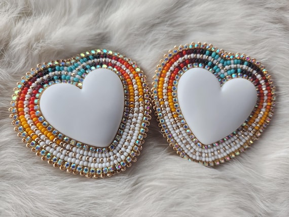 Beaded Heart Earrings