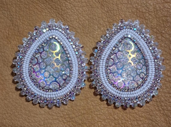 Ab Teardrop Beaded Earrings