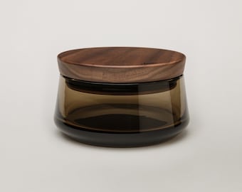 Handblown Stash Jar| Wood Black Walnut